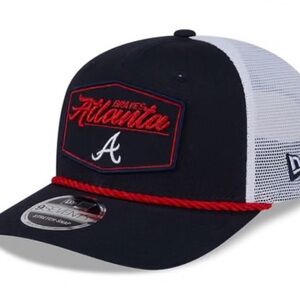 ATLANTA BRAVES NEW ERA 9SEVENTY STRETCH SNAP COTTON TRUCKER PATCH ADJUSTABLE HAT